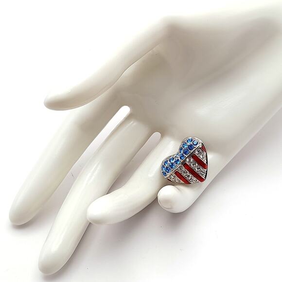 Signed Swan Swarovski Crystal American Flag Heart Patriotic USA July 4th - Picture 6 of 8